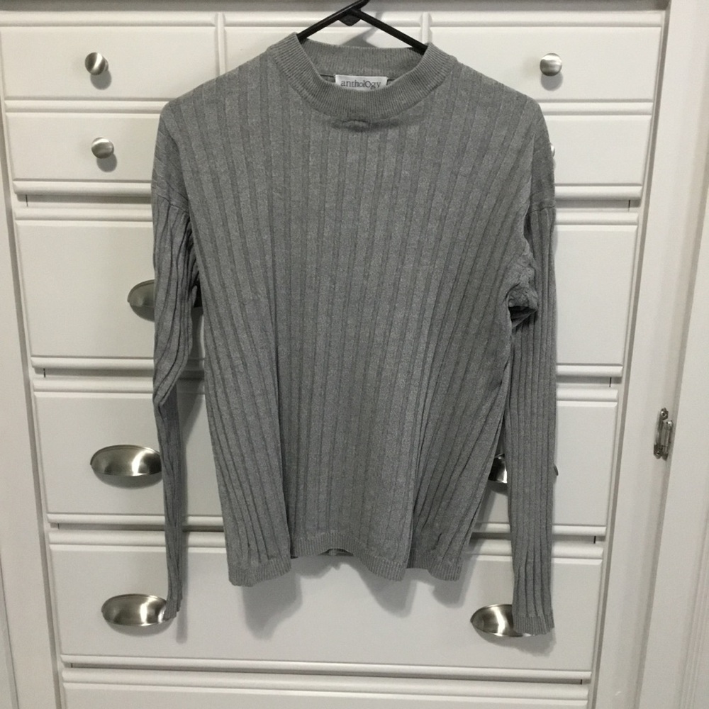 ANTHOLOGY Mens Ribbed Silk Mock Turtleneck Sweater size M